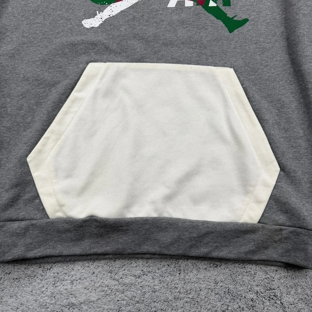 Nike Air Jordan Hoodie Mens Large Gray Jumpman Classic Spellout Logo Sweatshirt